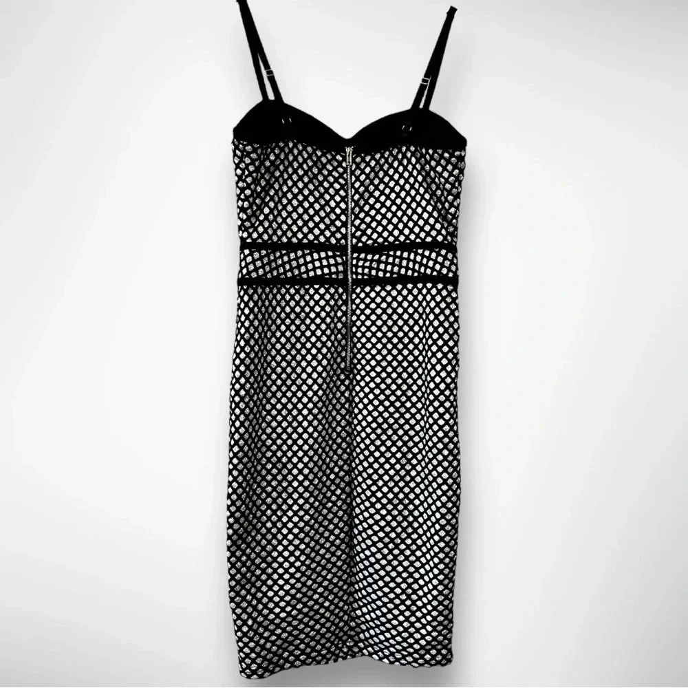 AKIRA Silver And Black‎ Honeycomb Bodycon Dress Size Small | EUC - Picture 2 of 7